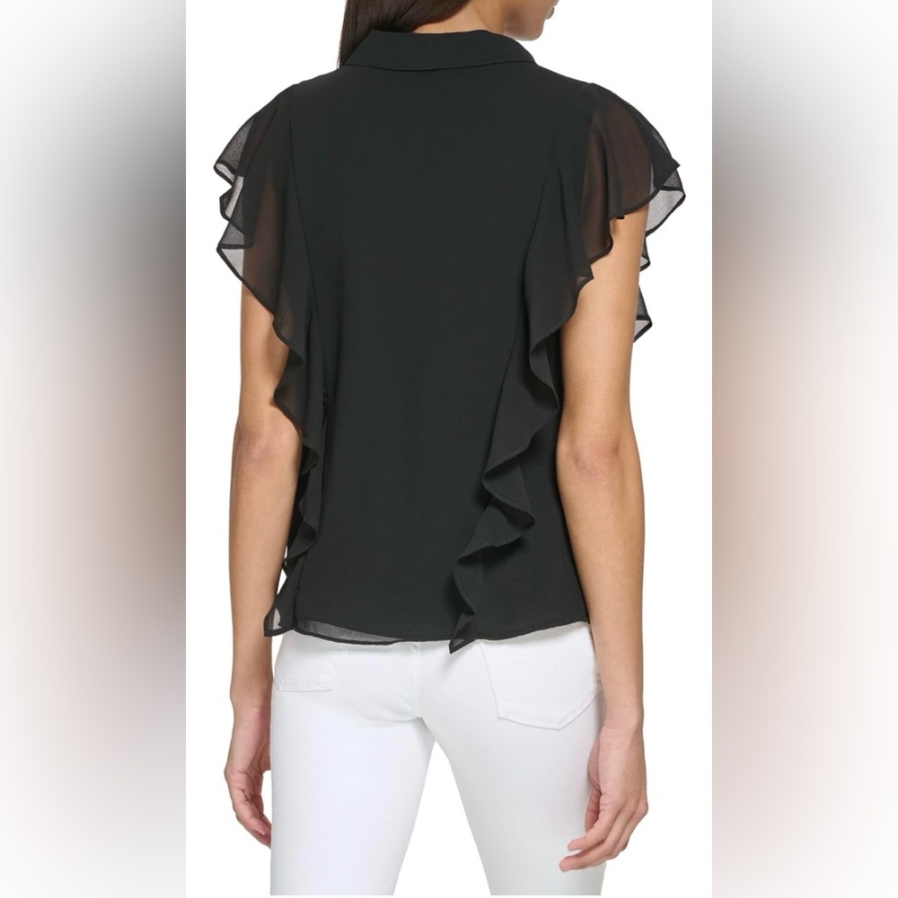 ❤️ NWT Calvin Klein Sleeveless Ruffle Blouse in 1X‼️ - Picture 3 of 3
